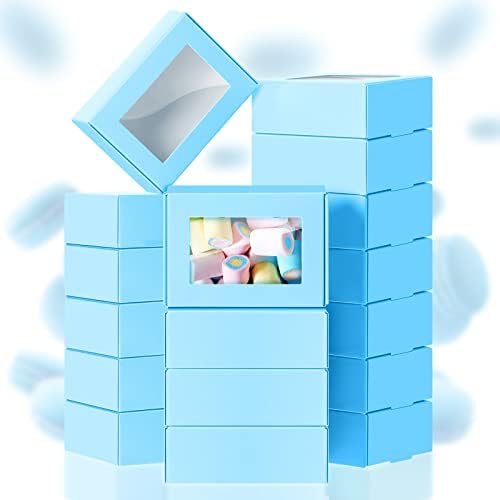 Zonon 30 Pcs Mini Kraft Soap Boxes with Window Homemade,Blue