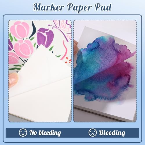 7.6 × 7.6 Inch Marker Sketchbook,120gsm Drawing Paper for Alcohol Markers | Acid-Free Smooth Drawing Paper, Ideal for Blending And Layering, Works with Markers, Pens, Pencils & Brush Lettering