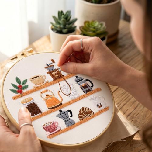 Nuberlic Coffee Bar Embroidery Kit for Beginners