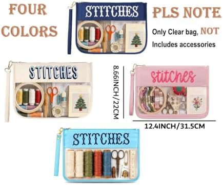 RF REENFAYA Clear Zipper Project Pouch for Needlepoint & Embroidery (Multicolor)