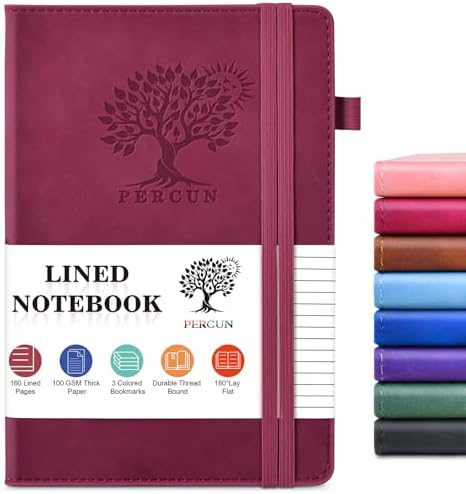 Lined Notebook 5.9"x8.5", Hardcover Leather Journal for Women Men,160 Pages | Medium Size 100 Gsm Writing Journal, Leather Journaling Notebooks for Work School Business Travel Note taking & Daily Diary