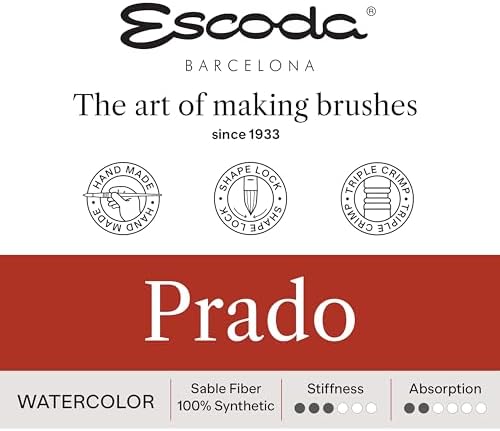 Escoda | Watercolour | Artist Set Alvaro Castagnet 1 | Size 8,10,12 | 3 Brushes Long Handle | Synthetic tame | Round Pointed