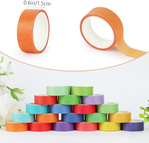 Washi Tape Set Decorative Tape 20 Rolls Colorful Washi Tape Aesthetic DIY Art Masking Tape for Kids Notebook Craft Scrapbooking & Stamping Supplies (15MM)