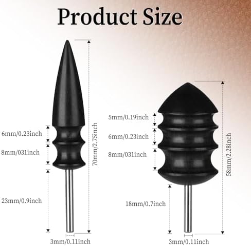 2PCS Leather Burnisher Bits, Leather Working Tools Leather Edge Burnish Kit Wood Leather Edge Burnisher Tool for Burnishing Leather Craft Hand Making