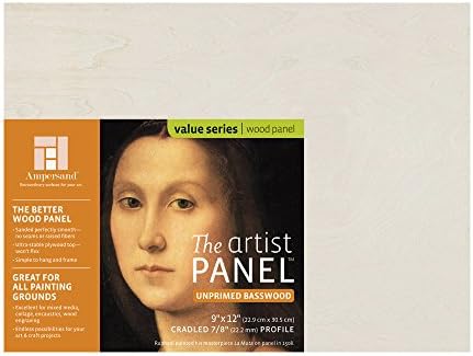 Ampersand Artist Panel Unprimed Basswood, 7/8 Inch Depth, 9X12 Inch (UPWP750912)
