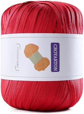 Raffia Ribbon Yarn for Crochet, Red Cotton Yarn for Crocheting Beach Hat