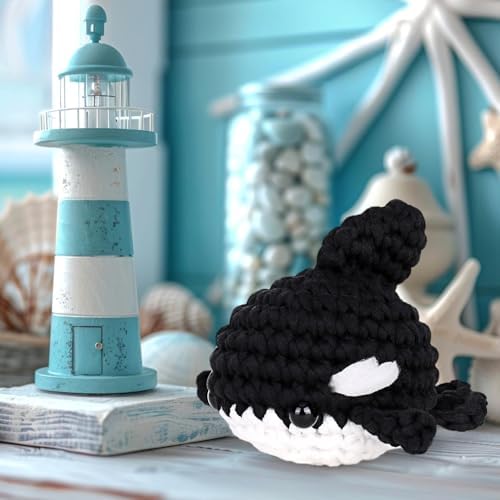 Crochetta Crochet Kit for Beginners, Crochet Starter Kit w Step-by-Step Video Tutorials, Beginner Crochet Kit for Adults Kids Women Men Complete Kit Included (Killer Whale)