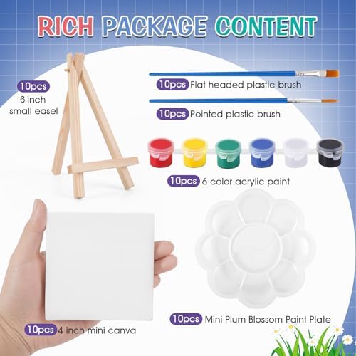 ESRICH 10 Set Canvas Painting Kit, Mini Acrylic Paint Set