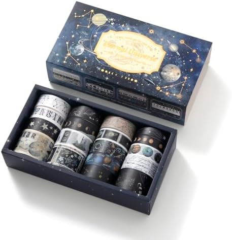 18 Rolls Celestial Washi Tape Set Galaxy washi Tape for Crafts and Journaling DIY washi Tape for journaling Decorative Tape for Scrapbook Scrapbooking Supplies
