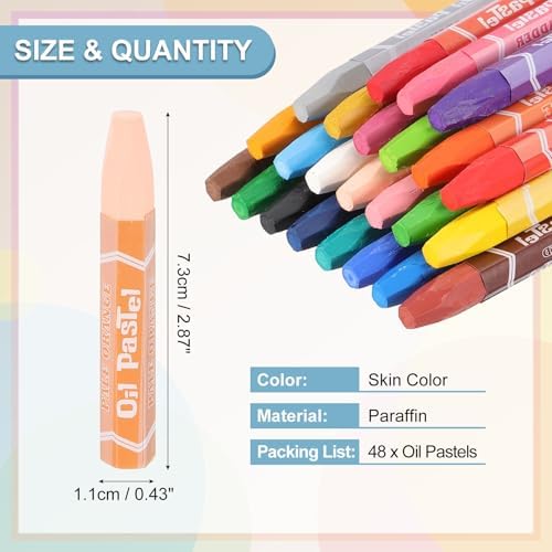 PATIKIL Skin Color Oil Pastels, 48Pcs Soft Oil Crayons Pastels Stick Vibrant and Creamy Art Supplies Bulk for Artists Beginners Art Painting Drawing Blending Graffiti Gallery