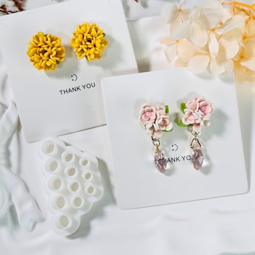 Xaekicr 4pcs Mini Flower Polymer Clay Cutters – Clay Earring Cutters for Floral Jewelry, Polymer Clay Molds for Handmade Accessories, Clay Tools for DIY Crafting