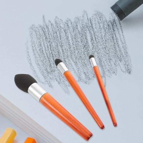 CORHAD 3pcs Multi-Functional Drawing Pens for Artists with Sponge and Wood Material, for Sketching and Drawing, for Refining Sketches and Creating Seamless Transitions