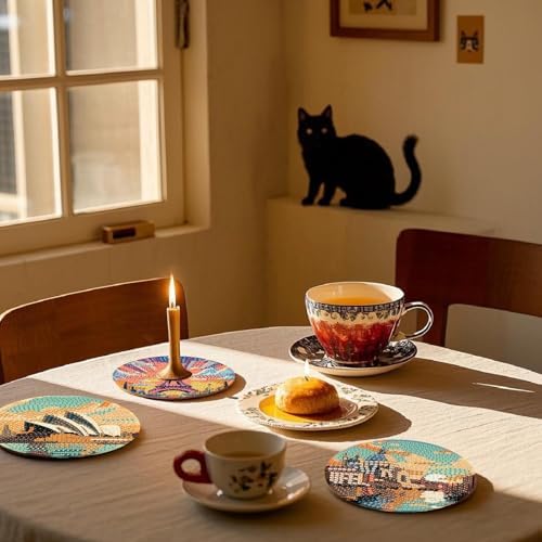NEGEKFKX 8 Pcs Famous Buildings Diamond Art Painting Coasters Kits ﻿ ﻿
