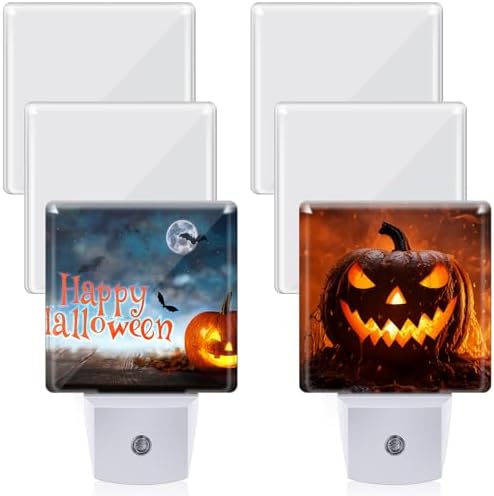 Tujoe 6 Pcs Halloween Plug into Wall Night Light Sublimation Blank, Square