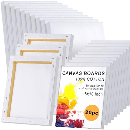 Thenshop 40 Pack Stretched Canvas for Painting 8 x 10 Inch Triple Primed Acid Free 100% Cotton White Blank Canvas for Painting Supplies Oil and Acrylic Pouring Art Watercolor