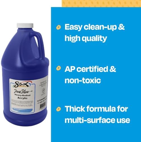 Sax True Flow Heavy Body Acrylic Paint, 1/2 Gallon, Ultramarine Blue - 439280, 64 Fl Oz (Pack of 1)