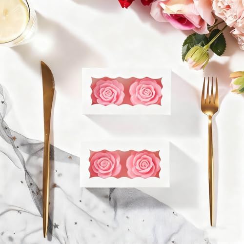 40PCS 3.5x2.36x1.2 inches Elegant White Soap Boxes with window, Homemade Soap Packaging Gift Boxes, Small Bakery Boxes for Macarons, Cookies & Candies, Wedding & Birthday Party Favors