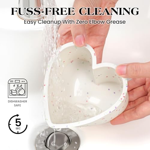 4 Inch Mini Heart Shaped Silicone Cake Pans, Cream, Set of 3
