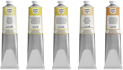 Lukas Studio Artist Oil Color Paints - High-pigment oil paint made with natural binder for artist, painting, & more! - [Yellows - 200 mL]