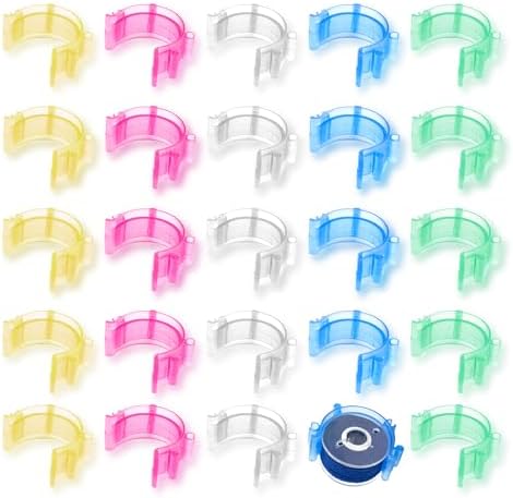 AILUHONG 85pcs Sewing Bobbin Holder Clips 5 Colors Transparent Thread Bobbin Huggers Sewing Accessory for Thread Spool Organizing Embroidery Quilting (5color-85pcs)