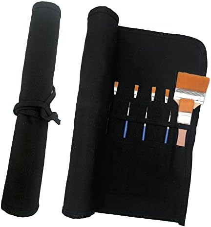 Funny live Paint Brush Holder Art Supplies, Artist Brush Holder & Storage Organizer Roll-Up Case Bag, Protect Acrylic Oil Watercolor Paintbrushes (Black 22 Slot Pockets)