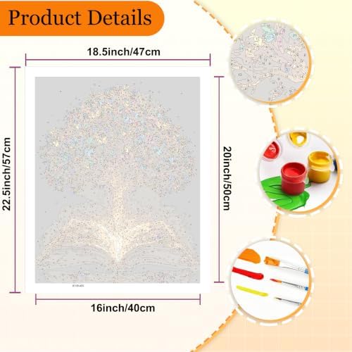 Tree Paint by Numbers Kit for Adult, Book Paint by Number Adult 16x20inch | Tree of Life Canvas Paint by Numbers for Adults Home Wall Decor and Gifts, DIY Acrylic Oil Painting Kit Pre Drawn Canvas