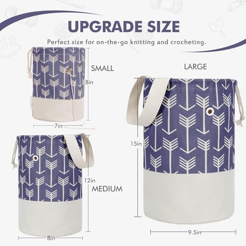 TOGETRUE Yarn Bag, Knitting Crochet Bag, Portable Yarn Storage Bags Organizer for Crocheting Project,Store Skein Ball, Short Knitting Needle (Large, Purple)