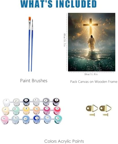 Jesus Paint by Numbers Kit for Adults Framed Canvas 12X16 in, Frameworkless