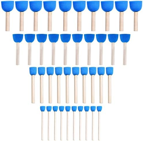 WAFJAMF 40 Pcs Round Sponges Brush Set 4 Sizes DIY Painting Tools Blue