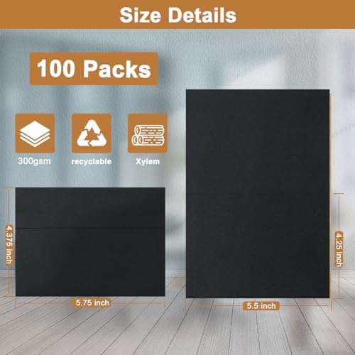 Silunkia 100 Packs Black Blank Greeting Cards and Envelopes 4.25 x 5.5