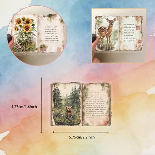 Vintage Watercolor Diary Stickers for Scrapbooking, Waterproof Aesthetic Decals for Planner Water Bottles Art Bullet Junk Journal,DIY Crafts and Scrapbook Supplies for Teens Adults