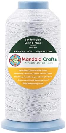 Mandala Crafts Size 69 210D T70 Silver Bonded Nylon Thread, 1500 YDs