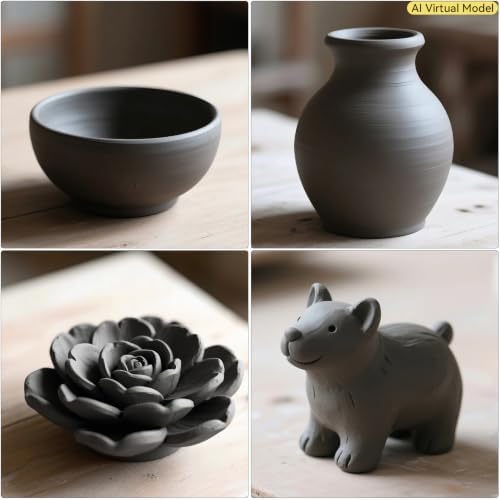 VIBRATITE 10LB Air Dry Clay, Dark Gray Modeling Pottery Clay Bulk | Easy to Shape for Hand Building, Wheel Throwing, Sculpting, DIY Crafts, Classroom Art Projects, Ideal for Beginners & Artists