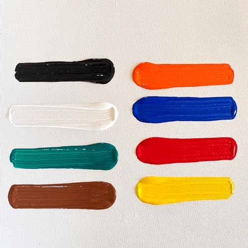 milo Acrylic Paint Set, 8 Primary Colors, 8 oz Bottles, Semi-Gloss