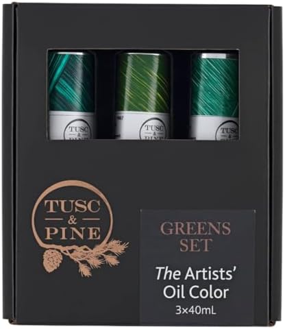 Tusc & Pine Artist Oil Paint - Greens, Set of 3 40 ml, Non-Yellowing, Rich & Creamy Consistency, Maximum Pigment Load, Small Batch Milled Oil Paints Made in the USA for Professional Artists