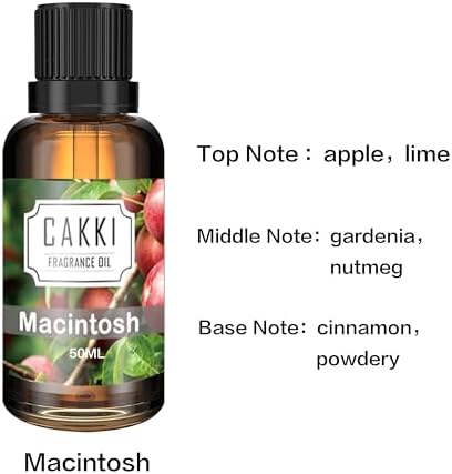 Essential Oils for Diffusers for Home, Scent-Macintosh, Single Large Size 50ml, CAKKI Fragrance Oils, for Candle Making, for Soap Making, Diffuser Oil Scents