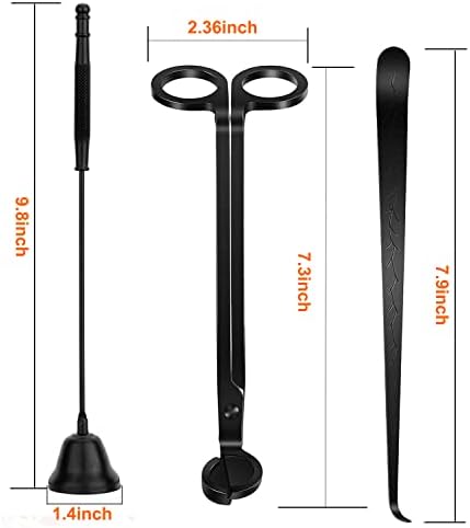 3 in 1 Candle Accessory Kits,Candle Snuffer,Candle Wick Cutter Trimmer and Candle Wick Dipper with Gift Bag, Candle Care Kit for Gifts Candle Lovers (Black)
