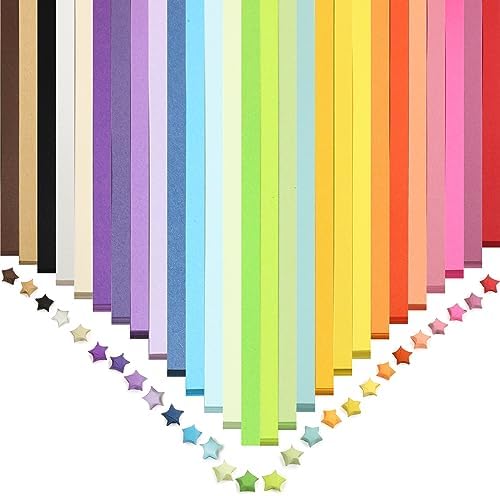 FoDau770 Solid Color Star Paper Strips - 1080 Sheet, 27 Colors