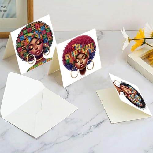 LSQFS 6Pcs Diamond Art Cards with Envelopes, DIY Kits for Birthday Festival