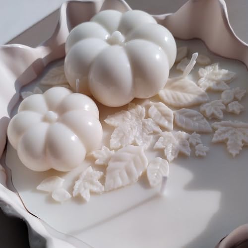 Wehous 4PCS Pumpkin Leaf Silicone Molds Set, Assorted Size Fall Pumpkin Leaves Resin Candle Molds, 3D Halloween Thanksgiving Ornament Molds, Autumn Silicone Molds for Epoxy Resin Art Craft Home Decor