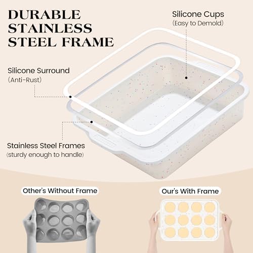 8x8 inch Silicone Square Cake Pan, Cream, Set of 2