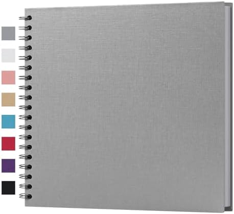 potricher 10 x 10 Inch DIY Scrapbook Photo Album 40 Pages, Gray | Thick Kraft Paper Scrap Book Photo Albums, Memory Book for Wedding, Anniversary, Baby, Family, Travel, DIY Projects