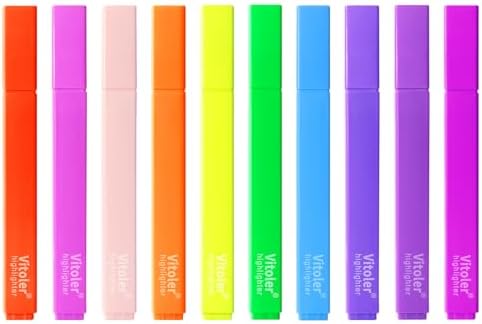 Vitole Cute Highlighters Set,Assorted Color,Quick Dry,Chisel Tip,10Pcs | Cute Pastel,No Bleed,Bible Study for Adults in the Home School Office