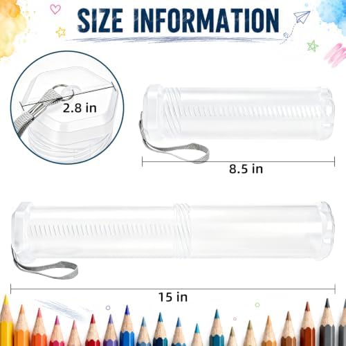 8 Pack Extendable Paint Brush Case, Plastic Telescopic Pencil Tube Holder, Clear Watercolor Pen Storage Organizer, Portable Makeup Tool Container for Drawing Tools Art Supplies Travel