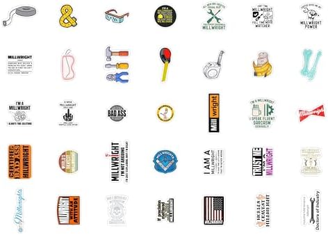 Millwright Stickers for Hard Hat for Water Bottle and Laptop - Millwright Party Favors & Decorations, Waterproof Vinyl Decals, Trade and Work Stickers