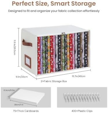 Qozary 2 Pack Fabric Storage Box with 8.5 x 11 Inch Fabric Organizer Boards