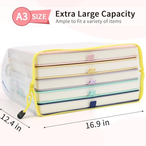 Umriox 12 Pack A3 Mesh Zipper Pouch Bags, Board Game Storage Organizer