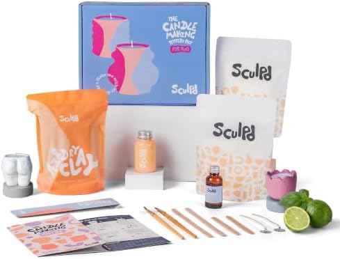 Sculpd Candle Making Kit, Air Dry Clay, 2 Candles, Basil & Citrus Fragrance