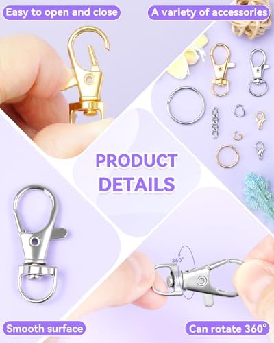 990PCS FIVEIZERO Keychain Making Kit, Mixed-Color Keychain Clips & Key Ring
