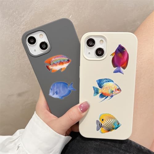 50 Pcs Clear PET Fish Aesthetic Stickers for Scrapbooking Journaling Junk Journal Scrapbook Supplies - Waterproof Transparent Fishing Decals for Resin Crafts Decorative Art Crafts (Fish)
